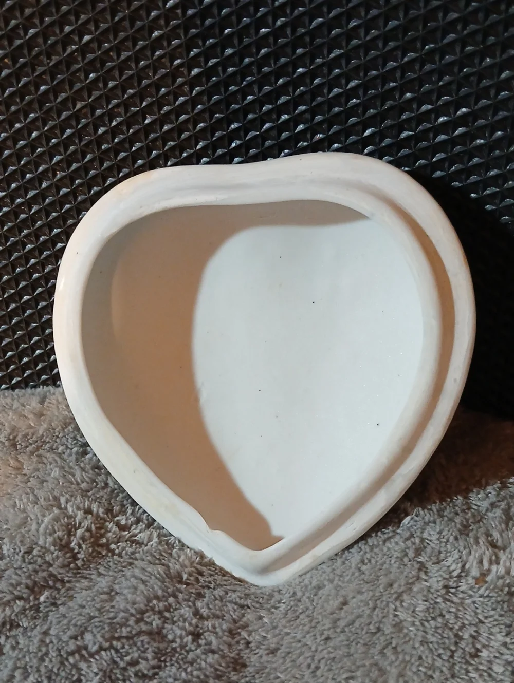 Vintage Porcelain Heart Trinket Box with Pink Rose Appliqué